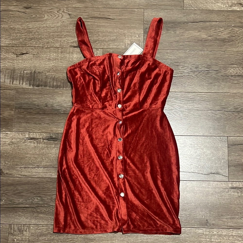 Beautiful Terracotta Orange Velvety Corduroy Dress